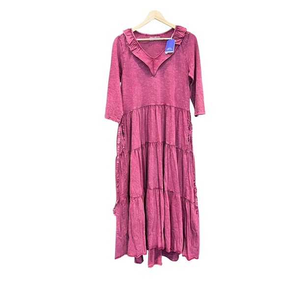 April Cornell Dresses & Skirts - April Cornell Berry Women’s Tiered Skirt Maxi Dress with Pockets NEW!